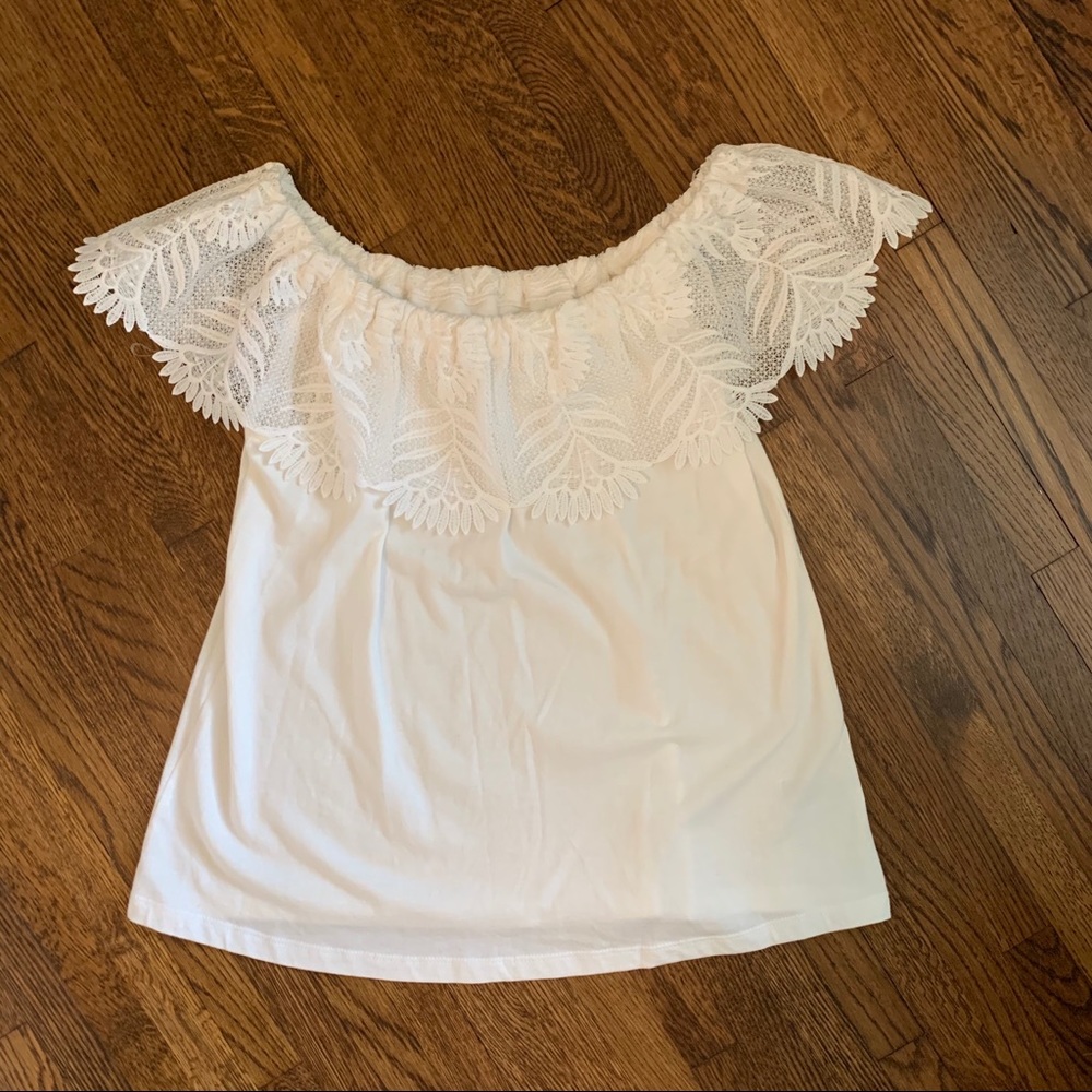 A New Day White Lace Off-The-Shoulder Top- XSmall